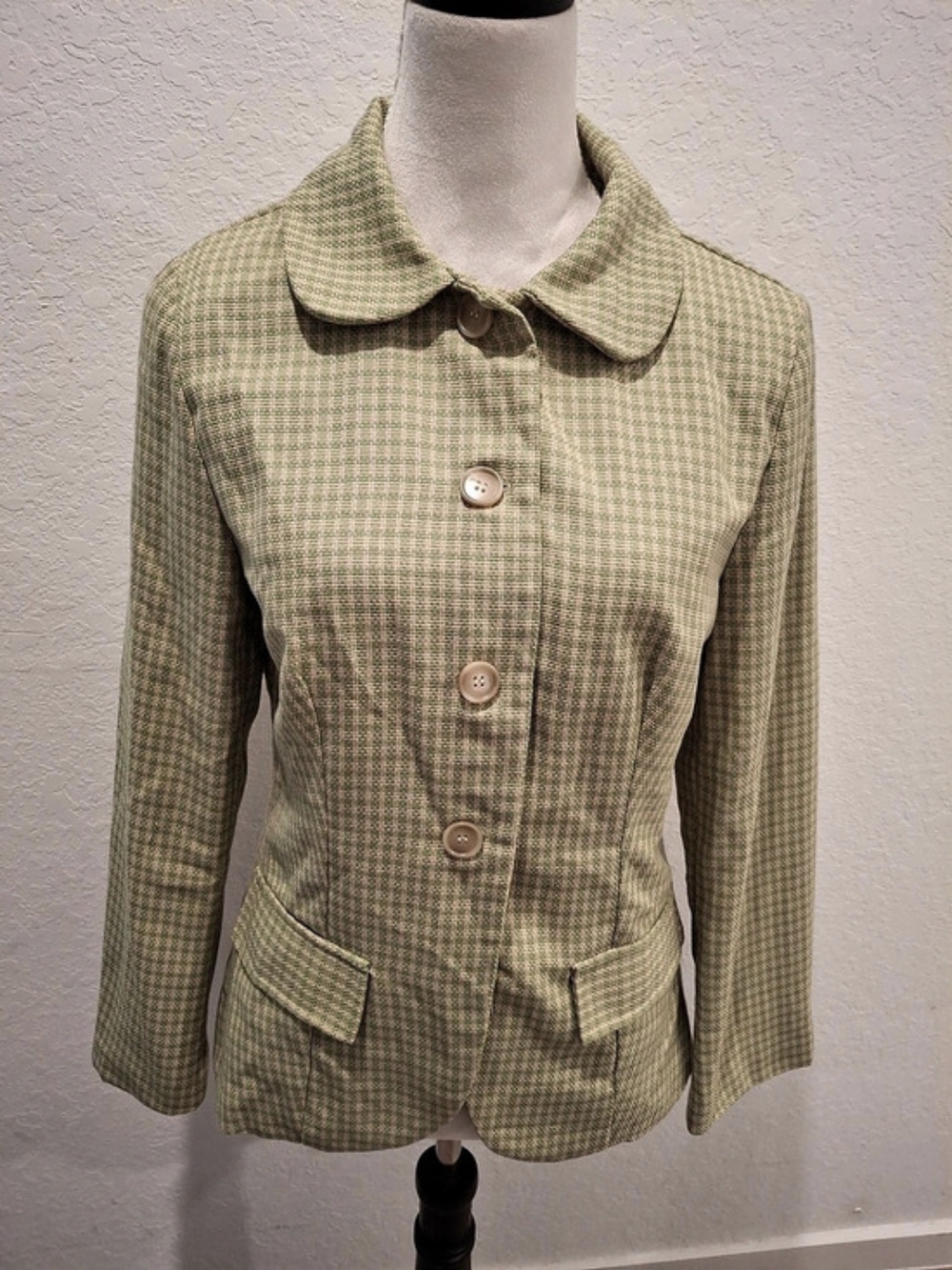 Cider Green & Pink Houndstooth Blazer Size Medium